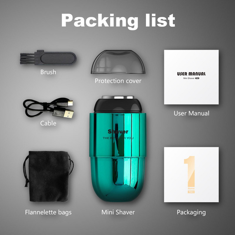 Mini muški električni brijač Sigurnosni brijač Trimer za bradu Uklanjanje dlačica s lica USB punjivi aparat za brijanje Uklanjanje dlačica s lica