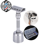 Reguliuojamas dvigubo krašto apsauginis skustuvas klasikinis vyrų skutimosi nuo lengvo iki agresyvaus plaukų šalinimo rankinis skustuvo laikiklis drugelio sparneliai