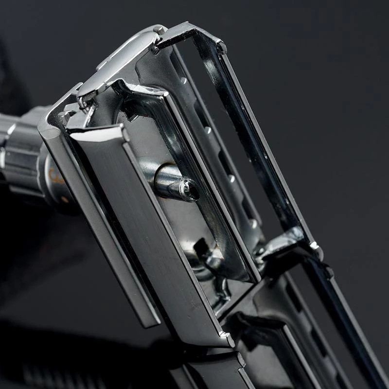 Reguliuojamas dvigubo krašto apsauginis skustuvas klasikinis vyrų skutimosi nuo lengvo iki agresyvaus plaukų šalinimo rankinis skustuvo laikiklis drugelio sparneliai