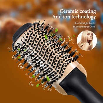 2-в-1 Сешоар с една стъпка Гребен с горещ въздух Маша Преса за коса с отрицателни йони Въздушна маша Антистатичен гребен Инструмент за оформяне