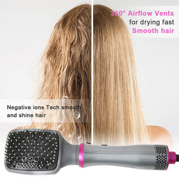 Βούρτσα ζεστού αέρα 4 σε 1 Περιστρεφόμενη βούρτσα πιστολάκι μαλλιών One Step Volumizer Πιστολάκι Εργαλεία Styling Hair Straightener Curler Comb Roller