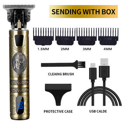Νέα T9 Professional Hair Clipper Ανδρικά Cordless Vintage engrave Οθόνη LCD κουρευτική μηχανή Hair cutting Machine Barber for Man Adult