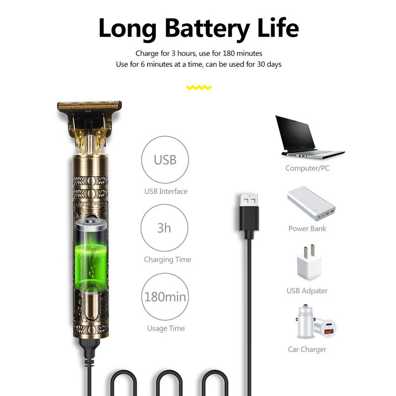 Νέα T9 Professional Hair Clipper Ανδρικά Cordless Vintage engrave Οθόνη LCD κουρευτική μηχανή Hair cutting Machine Barber for Man Adult