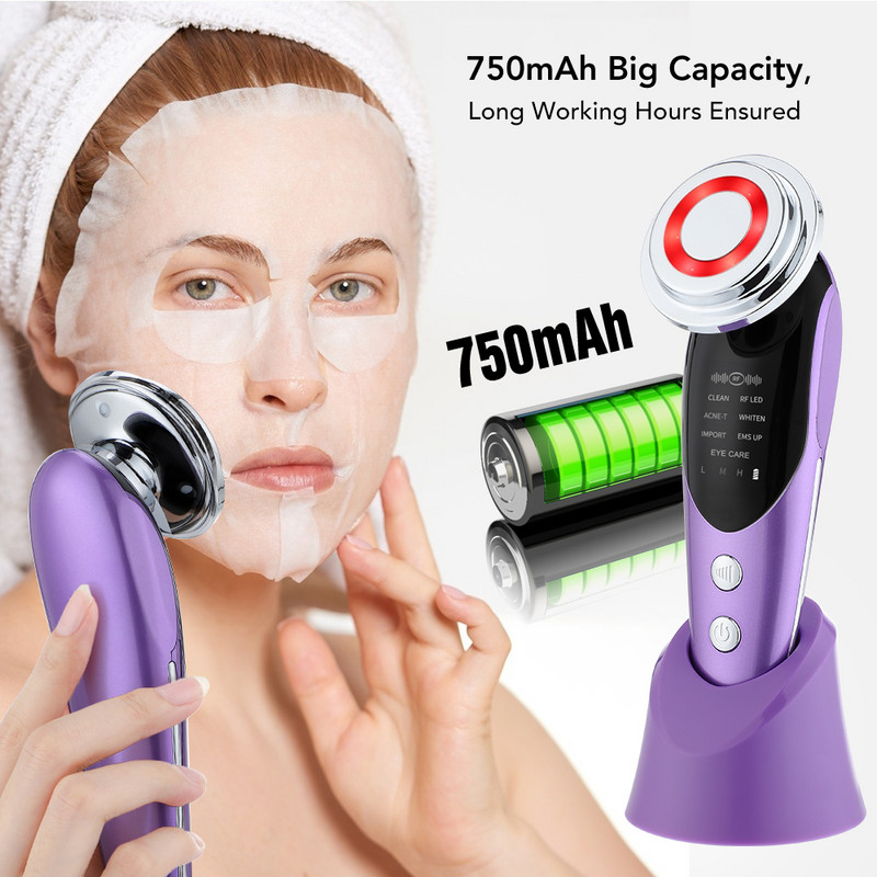 7 az 1-ben RF EMS Micro Current Lifting Device Vibrációs LED-es arcbőrfiatalító ránctalanító öregedésgátló arcszépítő készülék