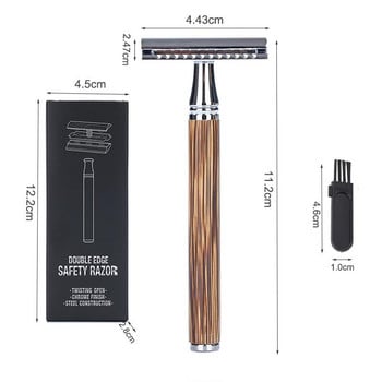 Винтидж самобръсначка от неръждаема стомана Двустранно острие Бамбукова дръжка Ръчно обезопасено острие Самобръсначка