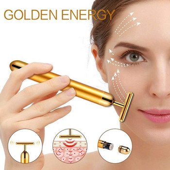 24k Golden Facial Roller Massager Shape T Δόνηση Ανύψωσης Προσώπου Energy Bar Beauty Skin Συσκευή μασάζ σώματος Εργαλεία περιποίησης προσώπου