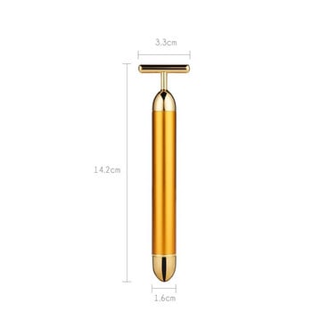 24k Golden Facial Roller Massager Shape T Δόνηση Ανύψωσης Προσώπου Energy Bar Beauty Skin Συσκευή μασάζ σώματος Εργαλεία περιποίησης προσώπου