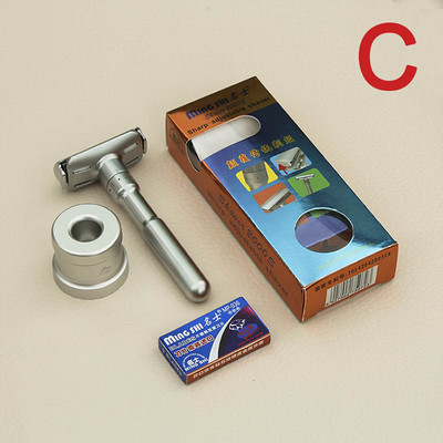 Biztonsági borotva egyenes borotva férfiaknak, állítható szoros borotválkozás klasszikus kétélű borotvapengékkel, késcsere borotvakészlet