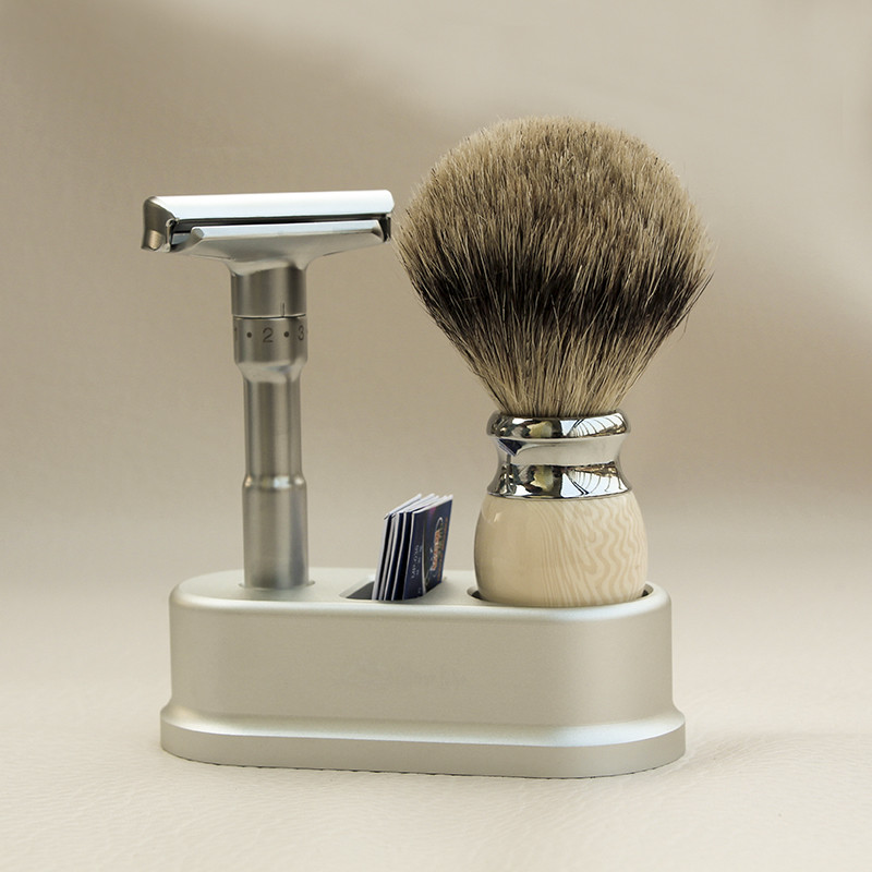 Biztonsági borotva egyenes borotva férfiaknak, állítható szoros borotválkozás klasszikus kétélű borotvapengékkel, késcsere borotvakészlet