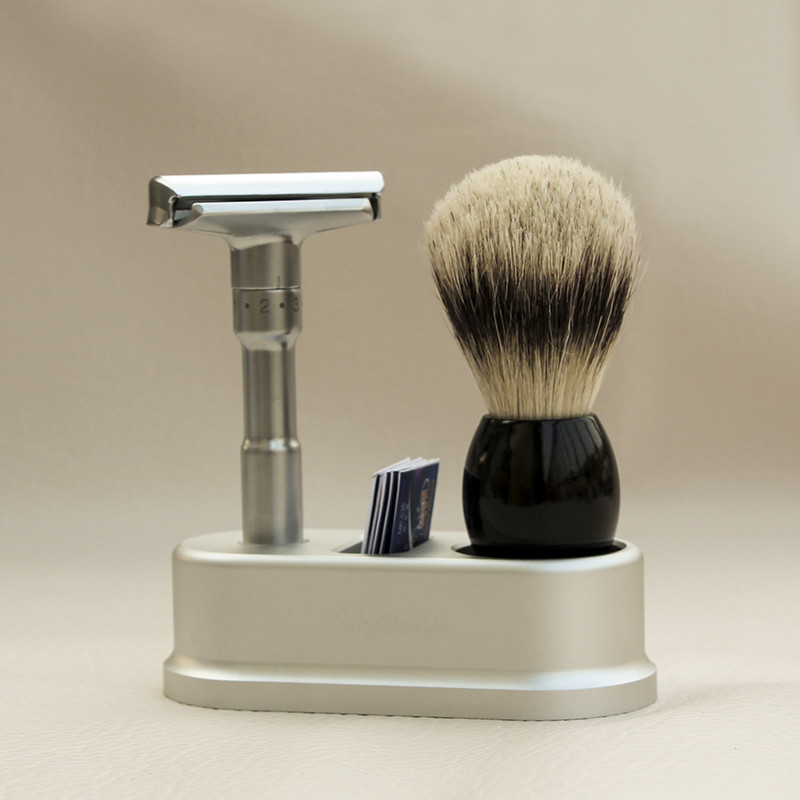 Biztonsági borotva egyenes borotva férfiaknak, állítható szoros borotválkozás klasszikus kétélű borotvapengékkel, késcsere borotvakészlet