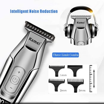 Kemei Professional Hair Clipper Beard Trimmer for Men Ρυθμιζόμενη ταχύτητα LED Digital Hair Clipper Carving Clippers Ηλεκτρικό ξυράφι