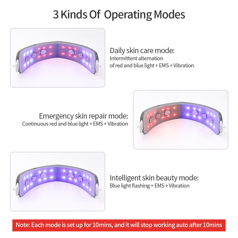 2 az 1-ben áll V-vonalú arcemelő öv LED foton terápia áll emelő eszköz EMS Hot Compress szemmasszírozó Sötét karikák eltávolítása