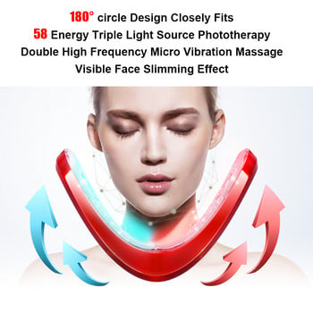 V Face Shape Chin V-Line Lift Up Belt Remote Control LED Photon Therapy Facial Lifting Double Chin Reducer EMS Slimming Massager