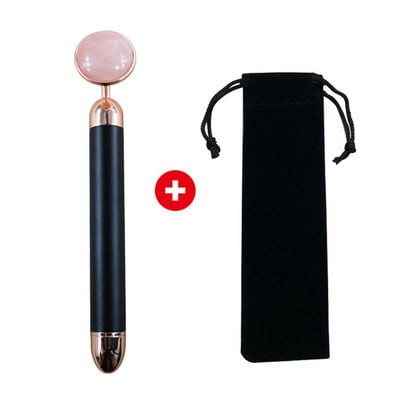 2021 Energy Beauty Bar Golden Pulse Vibráló arcápoló görgős masszírozó Face Lifting bőrápoló eszköz Jade Roller Ball Bőrápolóval