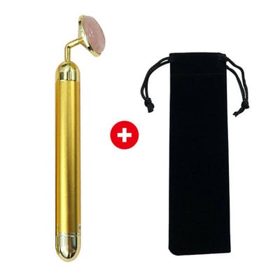 2021 Energy Beauty Bar Golden Pulse Vibráló arcápoló görgős masszírozó Face Lifting bőrápoló eszköz Jade Roller Ball Bőrápolóval
