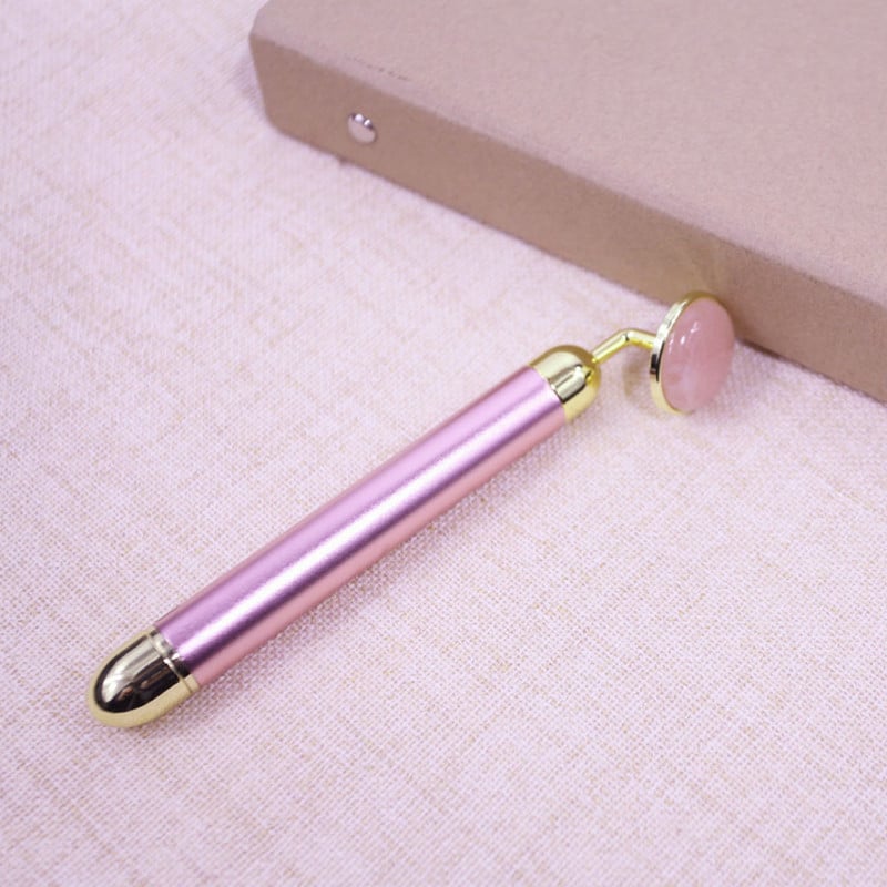 2021 Energy Beauty Bar Golden Pulse Vibráló arcápoló görgős masszírozó Face Lifting bőrápoló eszköz Jade Roller Ball Bőrápolóval