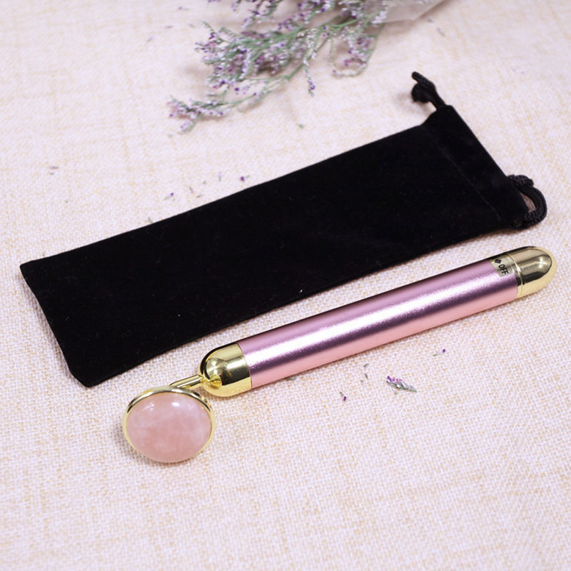 2021 Energy Beauty Bar Golden Pulse Vibráló arcápoló görgős masszírozó Face Lifting bőrápoló eszköz Jade Roller Ball Bőrápolóval