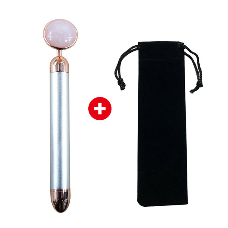 2021 Energy Beauty Bar Golden Pulse Vibráló arcápoló görgős masszírozó Face Lifting bőrápoló eszköz Jade Roller Ball Bőrápolóval