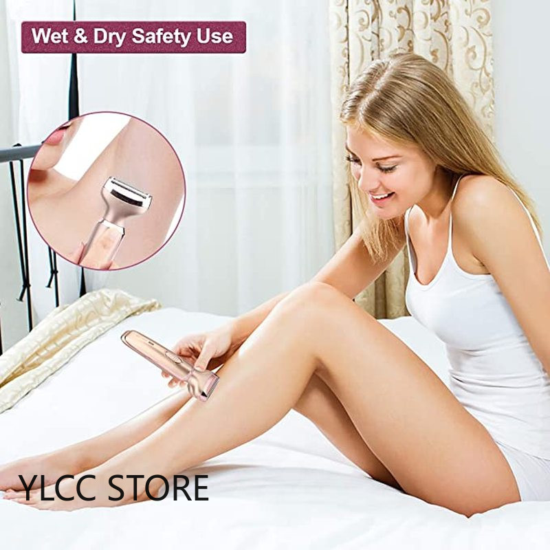 Epilator 2 în 1 pentru femei, aparat de ras electric pentru îndepărtarea părului Aparat de bărbierit fără durere pentru fața, aparat de tuns pentru păr pubian, pentru bărbierit profesional pentru corp