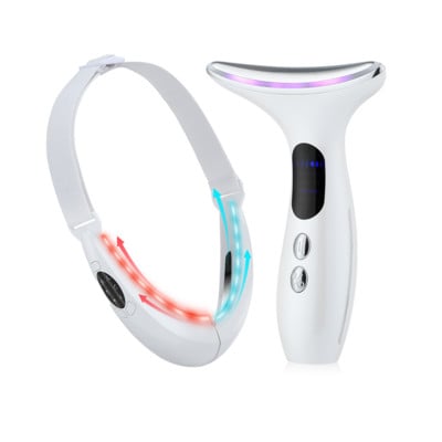 EMS Facial Lifting Device V alakú karcsúsító arcfeszesítő gép 3 színű fotonterápiás nyakmasszírozós dupla áll eltávolítása