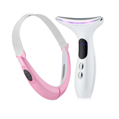 EMS Facial Lifting Device V alakú karcsúsító arcfeszesítő gép 3 színű fotonterápiás nyakmasszírozós dupla áll eltávolítása