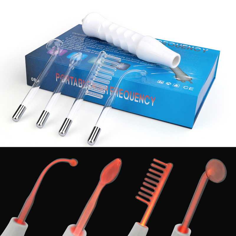 Nagyfrekvenciás arcápoló gép eszköz Sugáreltávolító Ráncok Akne eszköz Bőr Beauty Spa Elektroterápiás cső Pálca Üveg D'arsonval