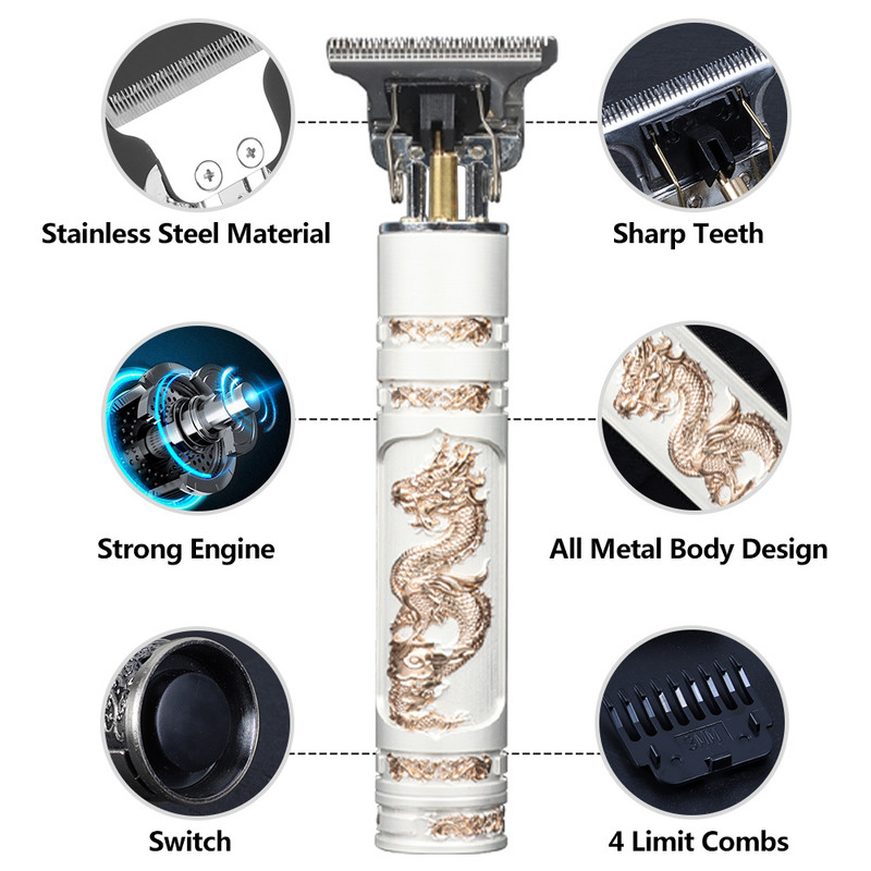 Clipper Elektrinė skutimosi mašinėlė vyriška 3 dalių rinkinys Profesionalios plaukų kirpimo mašinėlės USB įkrovimasClipper elektrinis skustuvas vyriškas kirptuvas