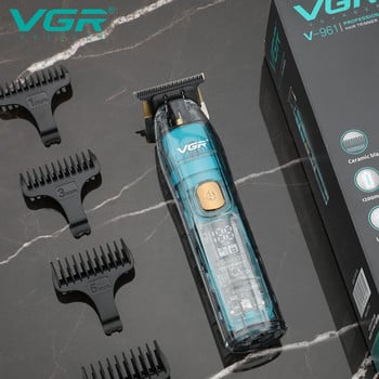 VGR Hair Trimmer Professional Trimmer Επαναφορτιζόμενη κουρευτική Αδιάβροχη μηχανή κοπής T-Blade Trimmer for Men V-961