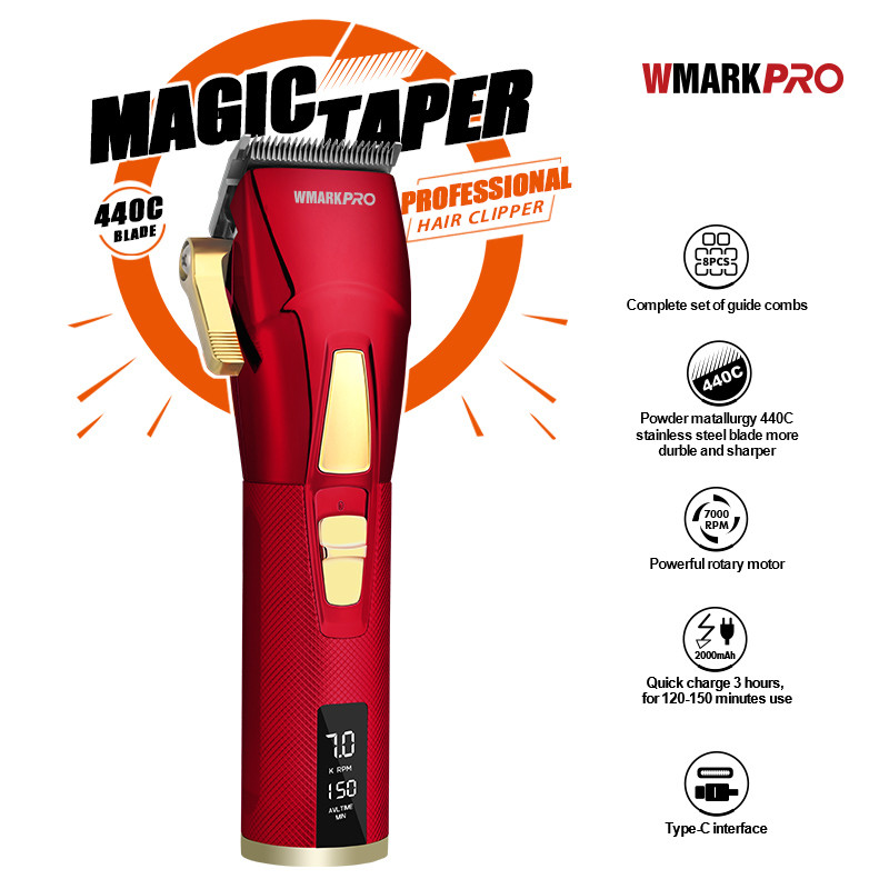NOVINKA 2022!! Bezdrôtový zastrihávač vlasov WMARK NG-2036 s 2 rýchlosťami strihania, kužeľovou čepeľou, elektrický zastrihávač vlasov s LCD displejom
