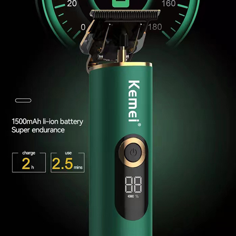 Kemei T9 Professional Hair Trimmer Men T-Blade 0mm Zero Gapped Clipper Finish Μηχάνημα κοπής μαλλιών με αναπτήρα βάσης φόρτισης