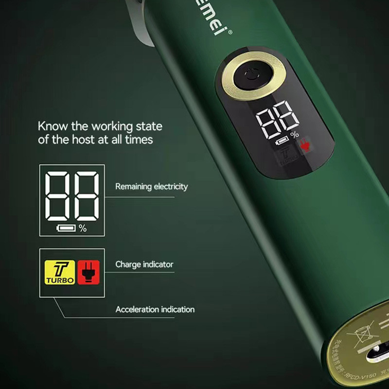 Kemei T9 Professional Hair Trimmer Men T-Blade 0mm Zero Gapped Clipper Finish Μηχάνημα κοπής μαλλιών με αναπτήρα βάσης φόρτισης