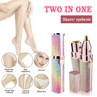 Epilator electric 2 ÎN 1 Trimmer pentru sprâncene Depilator facial pentru corp feminin, fără durere, aparat de ras pentru femei