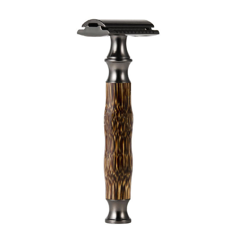 1 buc Clasic mâner din bambus aparat de ras de barbierit manual cu două margini aparat de bărbierit aparat de bărbierit aparat de ras în formă de T pentru bărbați