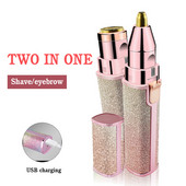 Protable 2 az 1-ben elektromos epilátor szemöldökvágó női test arcra ajakrúzs formájú fájdalommentes szőrtelenítő női borotva