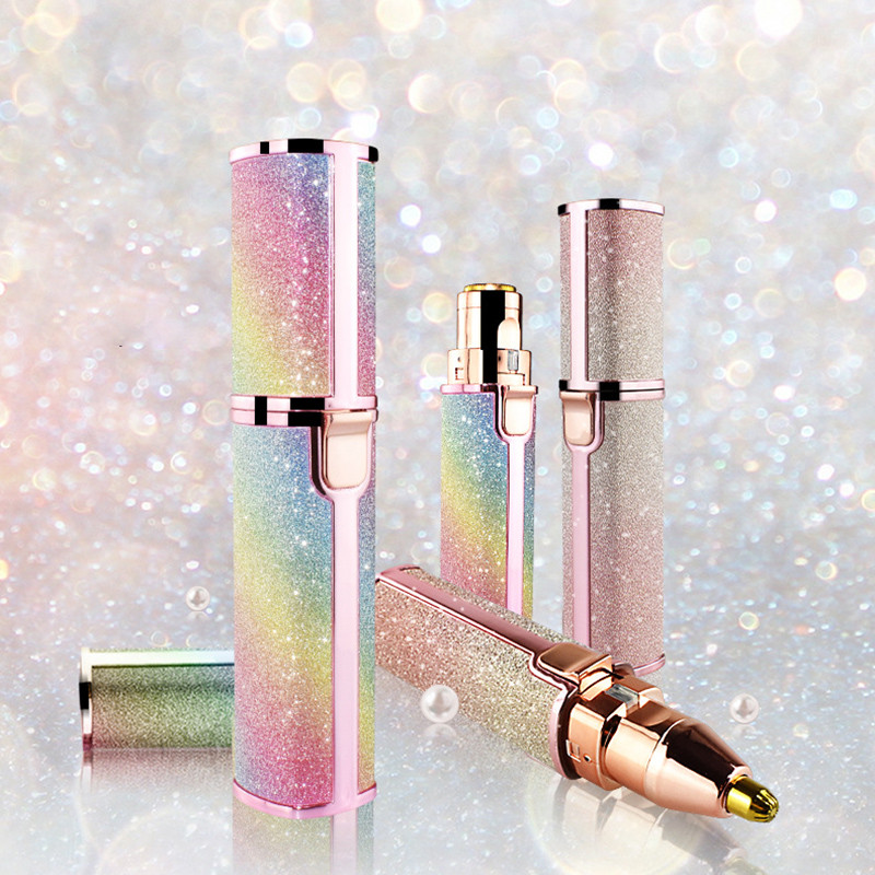 Protable 2 az 1-ben elektromos epilátor szemöldökvágó női test arcra ajakrúzs formájú fájdalommentes szőrtelenítő női borotva