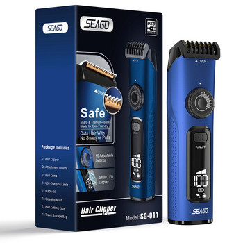 Електрическа безжична машинка за подстригване Seago Професионален тример за коса за мъже с LCD дисплей, акумулаторен пълен комплект