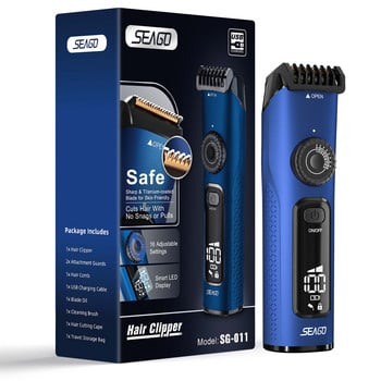 Seago Electric Cordless Hair Clipper Machine Επαγγελματική κουρευτική μηχανή για άνδρες με επαναφορτιζόμενη οθόνη LCD πλήρες σετ