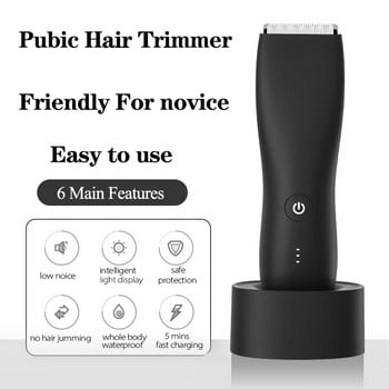 Electric Body Groomer Pubic Hair Trimmer για άντρες Μπάλες Χρονοδιακόπτης μαλλιών Ανδρικά ευαίσθητα Ιδιωτικά μέρη Ξυράφι Sex Place Κούρεμα μαλλιών