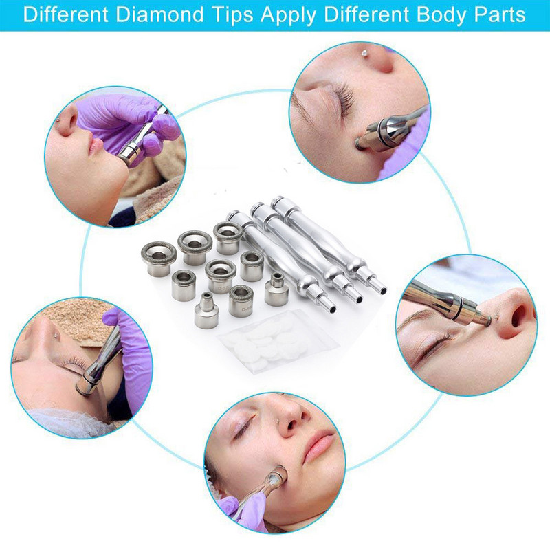 Beauty Star Diamond Mikrodermabrázió Dermabráziót helyettesítő kiegészítők 3 pálca 9 tipp az arc peelinghez Arc bőrápolás