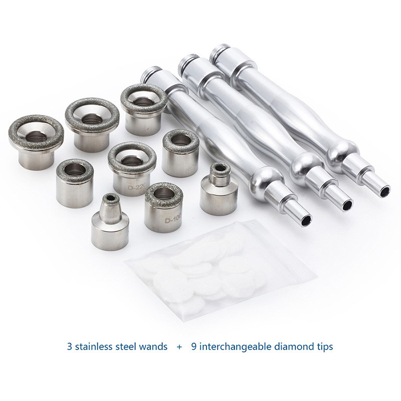 Beauty Star Diamond Mikrodermabrázió Dermabráziót helyettesítő kiegészítők 3 pálca 9 tipp az arc peelinghez Arc bőrápolás