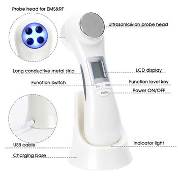 6 in1 LED RF Photon Therapy Facial Skin Lifting Rejuvenation Face Massage Machine EMS Ion Microcurrent Mesotherapy Beauty Device