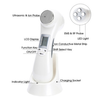 6 in1 LED RF Photon Therapy Facial Skin Lifting Rejuvenation Face Massage Machine EMS Ion Microcurrent Mesotherapy Beauty Device