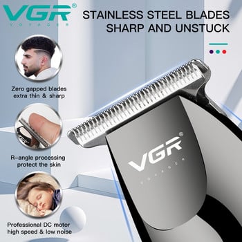 VGR Hair Trimmer Professional Hair Clipper Ασύρματο μηχάνημα κοπής μαλλιών Επαναφορτιζόμενη ηλεκτρική μηχανή ξυρίσματος 0mm για άνδρες V-030