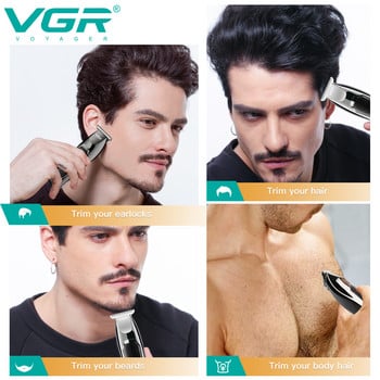 VGR Hair Trimmer Professional Hair Clipper Ασύρματο μηχάνημα κοπής μαλλιών Επαναφορτιζόμενη ηλεκτρική μηχανή ξυρίσματος 0mm για άνδρες V-030