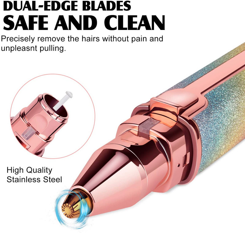 2 U 1 Punjivi električni trimer za obrva Epilator za žensko tijelo U obliku ruža za usne Uklanjanje dlačica Mini bezbolni brijač