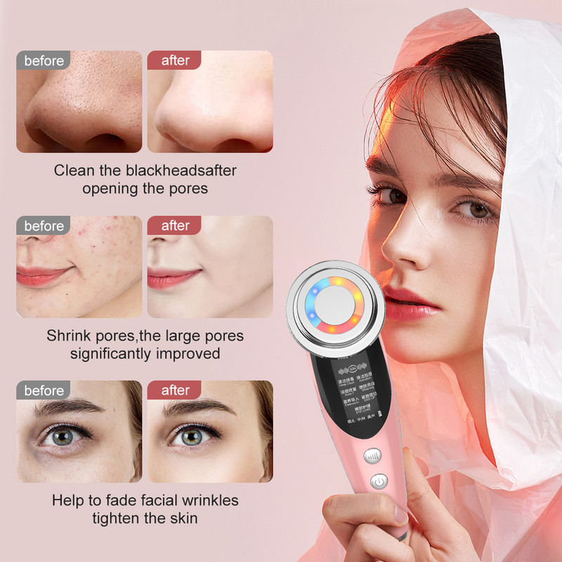 7in1RF&EMS masažer za lice 2+1 set Lifting Beauty LED boje kože lica Led masažer za lice i vrat Photon Therapy Wrinkle Removal