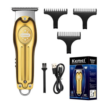 Kemei Professional Hair Clipper Metal Ανδρική κουρευτική Επαναφορτιζόμενη Barber Cordless μηχανή κοπής 0mm Bareheaded KM-679