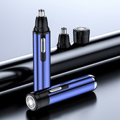 Električni trimer za nos, uho, USB punjenje, praktičan, odvojivi perivi uređaj za uklanjanje dlačica s četkom za čišćenje, plava