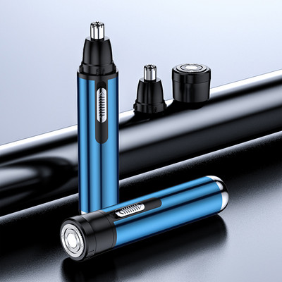 Električni trimer za nos, uho, USB punjenje, praktičan, odvojivi perivi uređaj za uklanjanje dlačica s četkom za čišćenje, plava