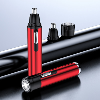 Električni trimer za nos, uho, USB punjenje, praktičan, odvojivi perivi uređaj za uklanjanje dlačica s četkom za čišćenje, plava